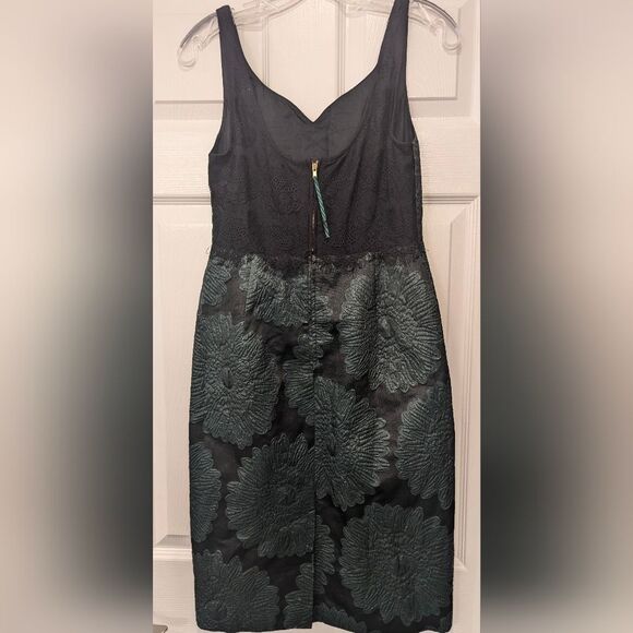 Leifsdottir Anthropologist zip blooms sheath floral green formal mini dress sz 4 - Picture 5 of 10